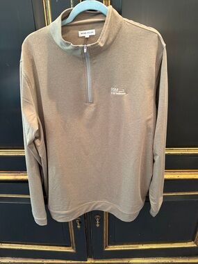 Peter Millar Men's Taupe Half-Zip Performance Pullover from The RSM Classic